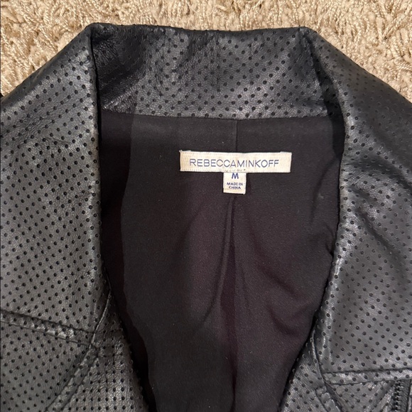 Rebecca Minkoff Black Textured Leather Jacket - Picture 2 of 5